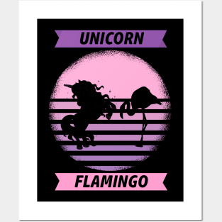 Unicorn Flamingo Pink Posters and Art